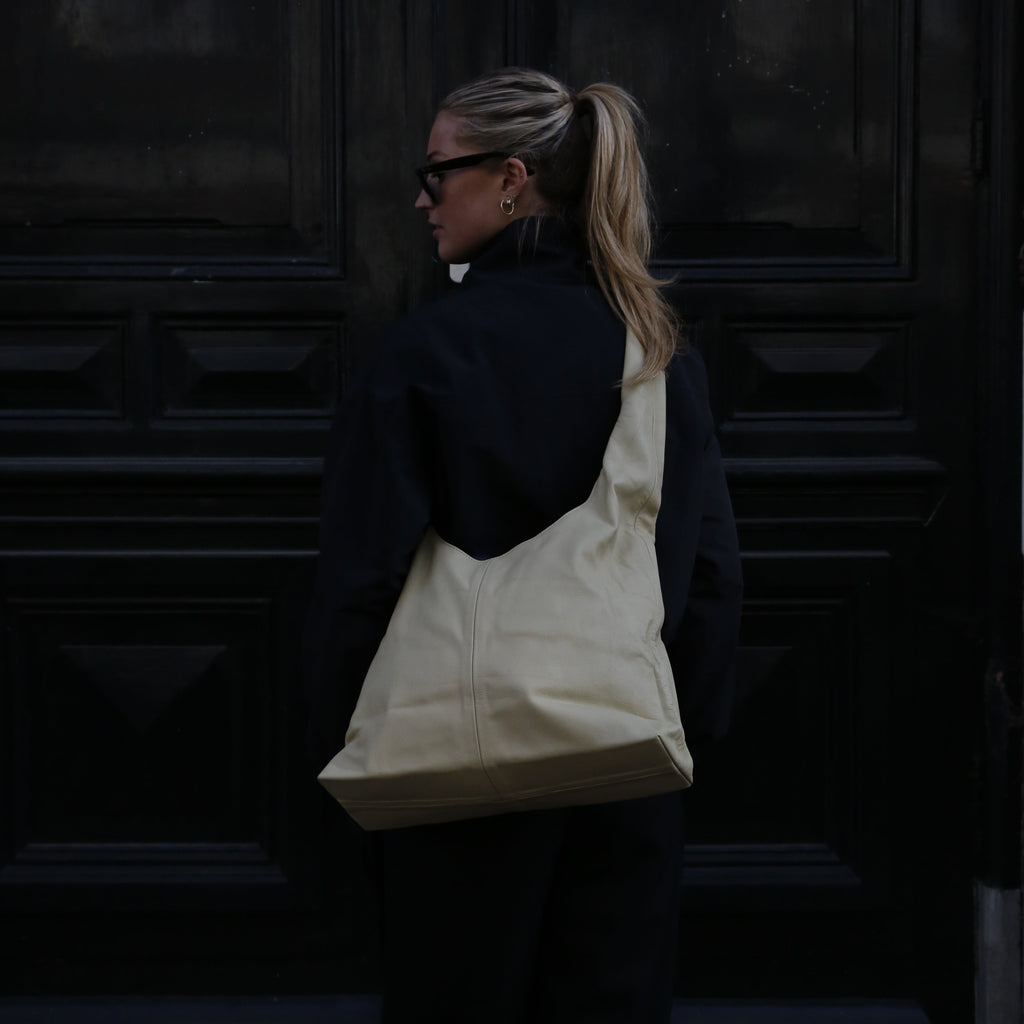 Leather Crossbody — Beige