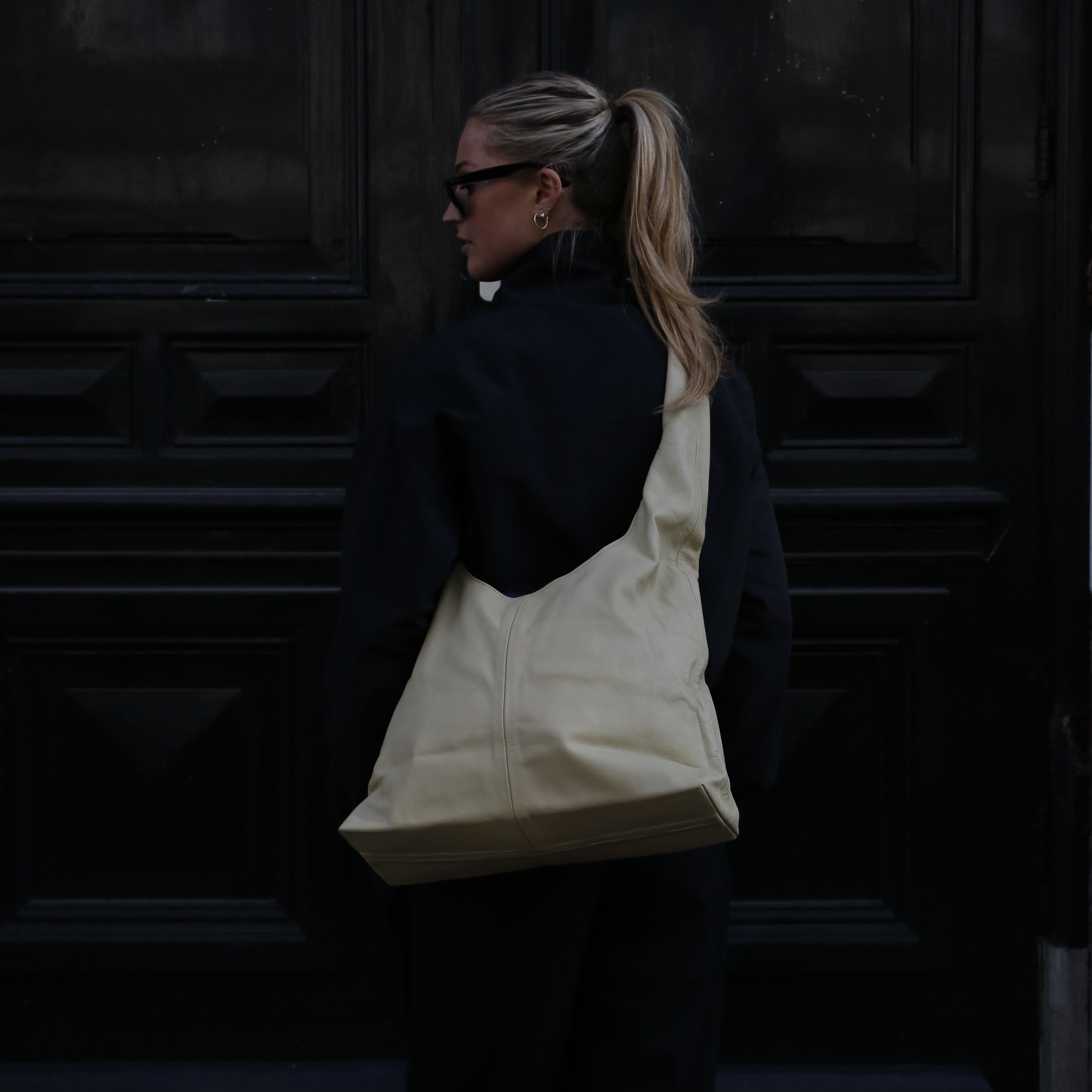 Leather Crossbody — Beige