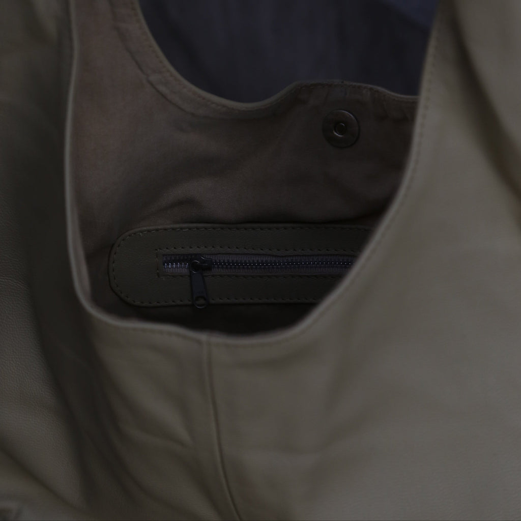 Leather Crossbody — Beige